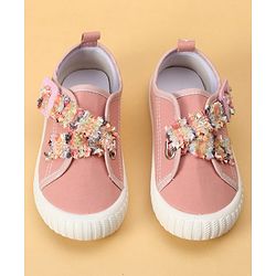 Cute Walk by Babyhug Velcro Closure Casual Shoes With Lace Detailing - Pink