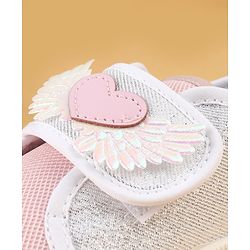 Cute Walk by Babyhug Velcro Closure Casual Shoes With Heart & Wings Applique- Pink