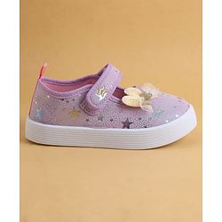 Cute Walk by Babyhug Velcro Closure Casual Shoes with Star Print & Bow Applique - Blue
