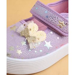 Cute Walk by Babyhug Velcro Closure Casual Shoes with Star Print & Bow Applique - Blue
