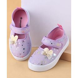 Cute Walk by Babyhug Velcro Closure Casual Shoes with Star Print & Bow Applique - Blue