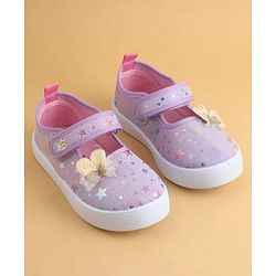 Cute Walk by Babyhug Velcro Closure Casual Shoes with Star Print & Bow Applique - Blue