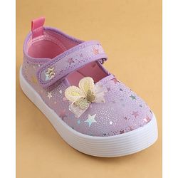 Cute Walk by Babyhug Velcro Closure Casual Shoes with Star Print & Bow Applique - Blue