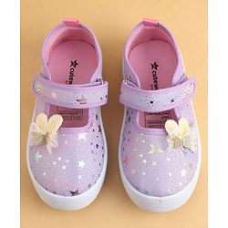 Cute Walk by Babyhug Velcro Closure Casual Shoes with Star Print & Bow Applique - Blue