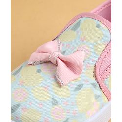 Cute Walk by Babyhug Slip On Casual Shoes with Floral Print & Bow Applique - Green