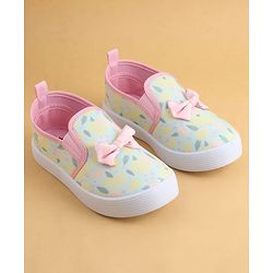 Cute Walk by Babyhug Slip On Casual Shoes with Floral Print & Bow Applique - Green
