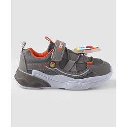 Cute Walk by Babyhug Velcro Closure Sneaker With Space Rocket Applique - Grey