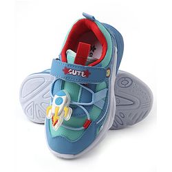 Cute Walk by Babyhug Velcro Closure Sneaker With Space Rocket Applique - Grey