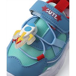 Cute Walk by Babyhug Velcro Closure Sneaker With Space Rocket Applique - Grey