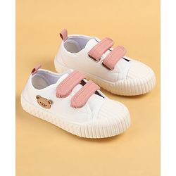 Cute Walk by Babyhug Velcro Closure Casual Shoes with Teddy Applique - Peach