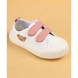Cute Walk by Babyhug Velcro Closure Casual Shoes with Teddy Applique - Peach