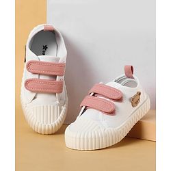 Cute Walk by Babyhug Velcro Closure Casual Shoes with Teddy Applique - Peach