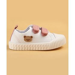 Cute Walk by Babyhug Velcro Closure Casual Shoes with Teddy Applique - Peach