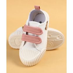 Cute Walk by Babyhug Velcro Closure Casual Shoes with Teddy Applique - Peach