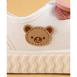 Cute Walk by Babyhug Velcro Closure Casual Shoes with Teddy Applique - Peach