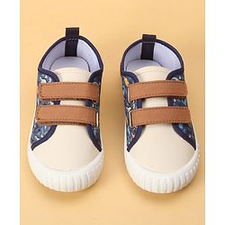 Cute Walk by Babyhug Velcro Closure Dino Printed Casual Shoes - Tan