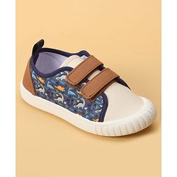 Cute Walk by Babyhug Velcro Closure Dino Printed Casual Shoes - Tan