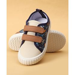 Cute Walk by Babyhug Velcro Closure Dino Printed Casual Shoes - Tan