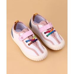 Cute Walk by Babyhug Velcro Closure Casual Shoes With Star Print - Pink