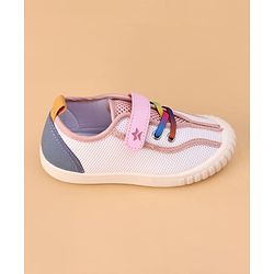 Cute Walk by Babyhug Velcro Closure Casual Shoes With Star Print - Pink