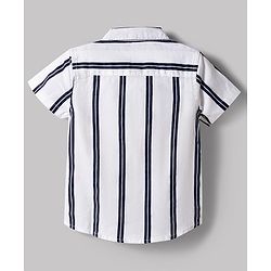 Babyhug Cotton Woven Half Sleeves Striped Shirt & Shorts Set - White