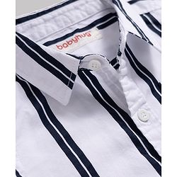 Babyhug Cotton Woven Half Sleeves Striped Shirt & Shorts Set - White