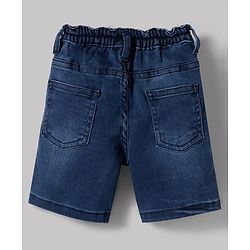 Babyhug Cotton Woven Half Sleeves Shirt & Denim Shorts Set With Floral Print - White & Blue