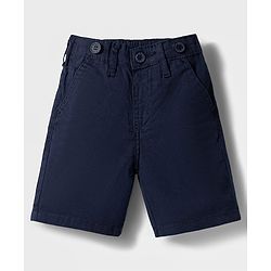 Babyhug 100% Cotton Woven Half Sleeves Checked Shirt & Shorts Set With Bow & Suspender - Dark Red & Navy Blue