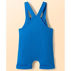 Babyhug Marvel Single Jersey Knit Half Sleeves Avengers Iron Man Printed Dungaree With Inner Tee - Blue