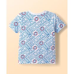 Babyhug Marvel Single Jersey Knit Half Sleeves Avengers Iron Man Printed Dungaree With Inner Tee - Blue