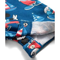 Babyhug Disney Single Jersey Knit Half Sleeves Mickey Mouse Printed Dungaree With Inner Tee - Navy Blue & Red