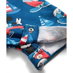 Babyhug Disney Single Jersey Knit Half Sleeves Mickey Mouse Printed Dungaree With Inner Tee - Navy Blue & Red