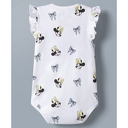 Babyhug Disney 100% Cotton Knit Half Sleeves Onesie With Minnie Mouse Graphics Pack Of 2 - White Yellow & Light Blue