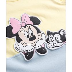 Babyhug Disney 100% Cotton Knit Half Sleeves Onesie With Minnie Mouse Graphics Pack Of 2 - White Yellow & Light Blue
