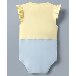Babyhug Disney 100% Cotton Knit Half Sleeves Onesie With Minnie Mouse Graphics Pack Of 2 - White Yellow & Light Blue