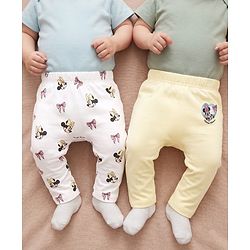 Babyhug Disney Interlock Knit Full Length Diaper Leggings with Minnie Mouse Graphics Pack of 2 - Multicolor