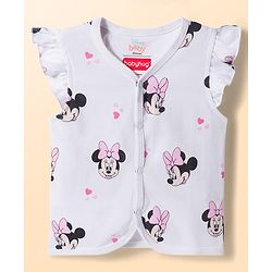 Babyhug Disney Interlock Knit Frill Sleeves Jhablas with Minnie Mouse & Marie Graphics Pack of 2 - White