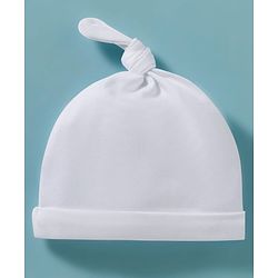 Babyhug Disney Interlock Knit Pony Caps with Disney Character Graphics Pack of 2 White - Diameter 15 cm