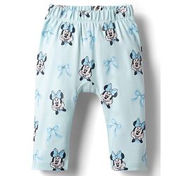 Babyhug Disney 100% Cotton Knit Full Sleeves Diaper Leggings With Minnie Mouse Graphic Pack Of 2 - Light Blue & Peach