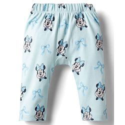 Babyhug Disney 100% Cotton Knit Full Sleeves Diaper Leggings With Minnie Mouse Graphic Pack Of 2 - Light Blue & Peach