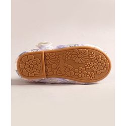 Cute Walk by Babyhug Velcro Closure Ballerina with Sequin Detailing & Floral Applique - Purple