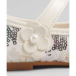 Cute Walk by Babyhug Velcro Closure Ballerina with Sequin Detailing & Floral Applique - Purple