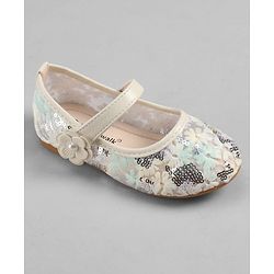 Cute Walk by Babyhug Velcro Closure Ballerina with Sequin Detailing & Floral Applique - Purple