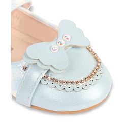 Cute Walk by Babyhug Velcro Closure Ballerina With Butterfly Applique & Pearl Embellishment - Pink