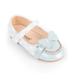 Cute Walk by Babyhug Velcro Closure Ballerina With Butterfly Applique & Pearl Embellishment - Pink