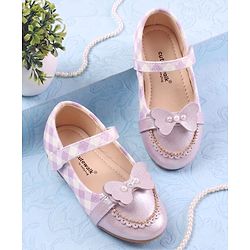 Cute Walk by Babyhug Velcro Closure Ballerina With Butterfly Applique & Pearl Embellishment - Pink