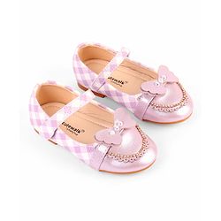 Cute Walk by Babyhug Velcro Closure Ballerina With Butterfly Applique & Pearl Embellishment - Pink