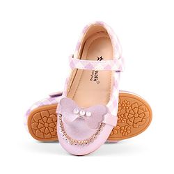 Cute Walk by Babyhug Velcro Closure Ballerina With Butterfly Applique & Pearl Embellishment - Pink
