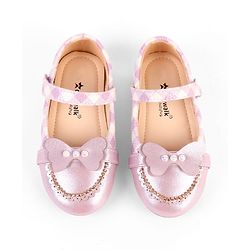 Cute Walk by Babyhug Velcro Closure Ballerina With Butterfly Applique & Pearl Embellishment - Pink