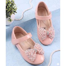 Cute Walk by Babyhug Velcro Closure Ballerina with Bow Applique - Pink